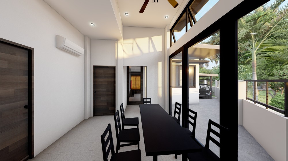 Stylish Modern Dining Area with Black, Grey & White