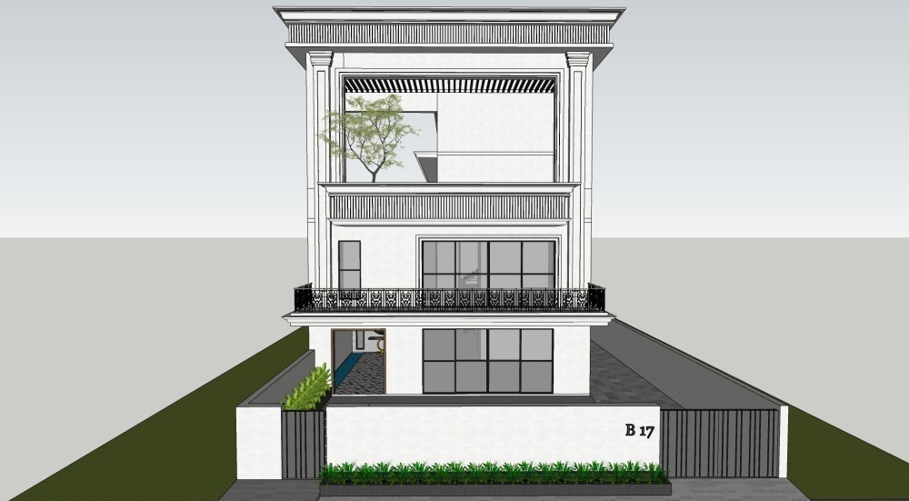 A realistic neo-classical villa rendered beautifully.