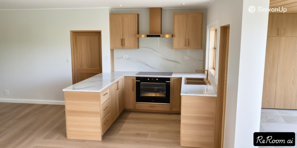 Modern kitchen in beach town apartment.